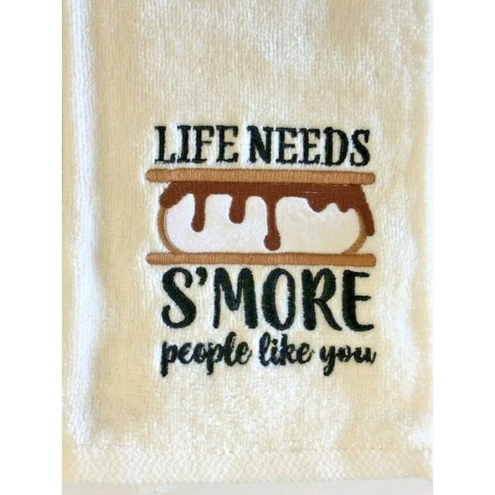 Embroidered Hand Towels Bathroom Life Needs Smore People Like You Set of 2